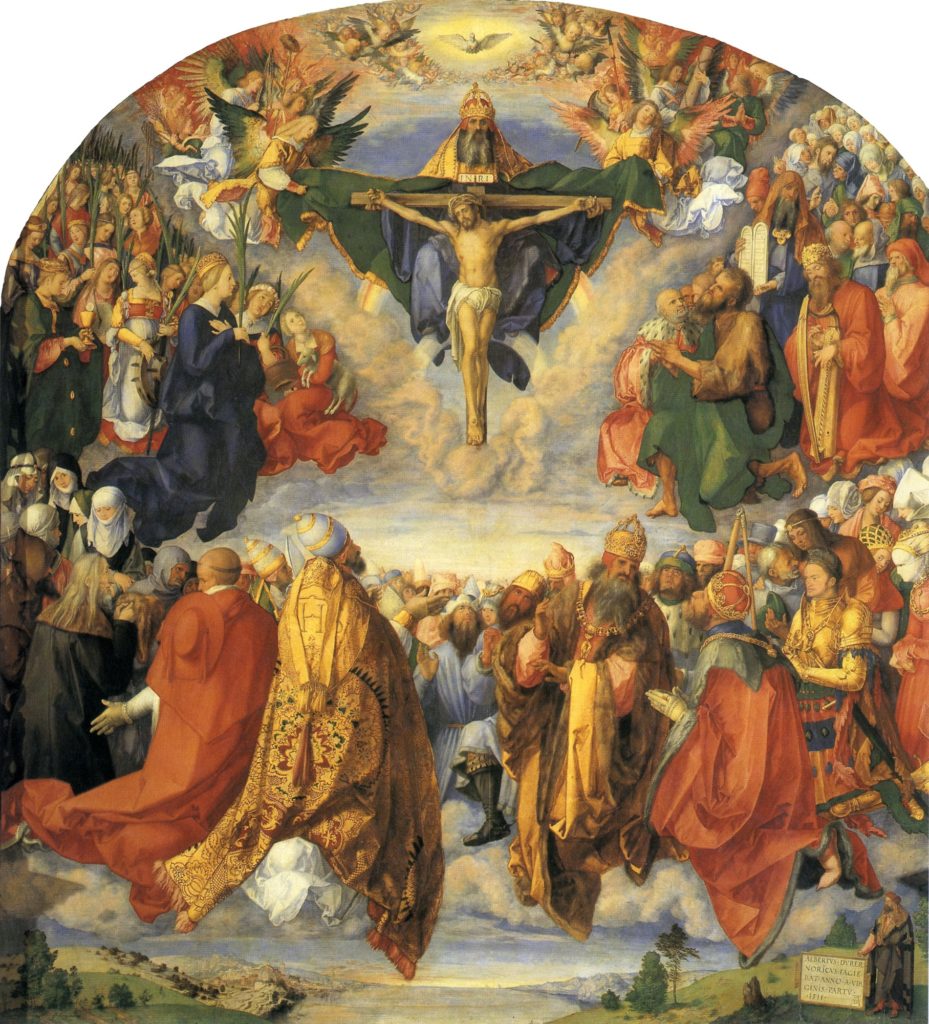 an-image-of-the-adoration-of-the-holy-trinity-by-albrecht-durer